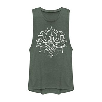Juniors' Tie Dye Lotus Muscle Tank Top