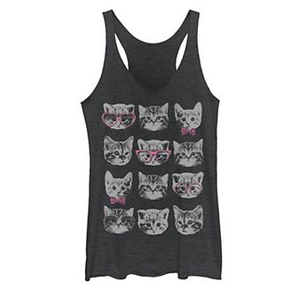Juniors' Kitty Faces & Sunglasses Graphic Tank Top