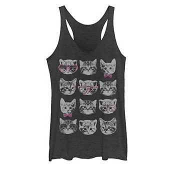 Juniors' Kitty Faces & Sunglasses Graphic Tank Top