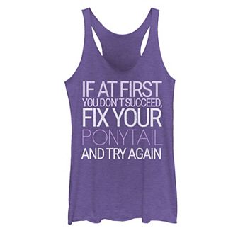 Juniors' Fix Your Ponytail & Try Again Graphic Tank Top