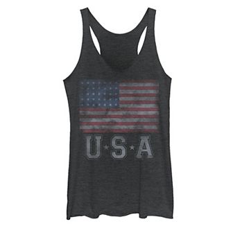 Juniors' Distressed American Flag USA Tank Top