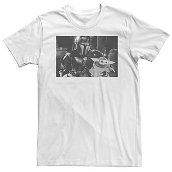 Big & Tall Star Wars The Mandalorian And The Child Black & White Portrait Tee