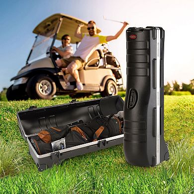 SKB Cases Deluxe ATA Hard Plastic Storage Wheeled Cart Golf Bag Travel Case