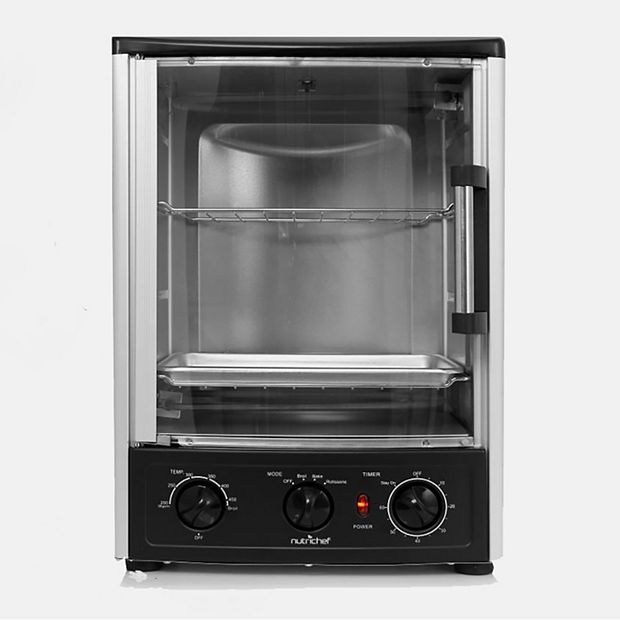Nutrichef Vertical Countertop Oven with Rotisserie, Bake, Broil, & Kebab  Rack Functions - Adjustable Settings - 2 Shelves 