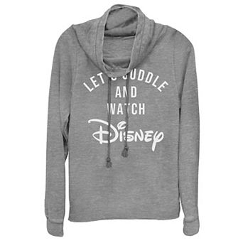 Disney's Juniors' "Let's Cuddle" Cowlneck Graphic Lightweight Long Sleeve
