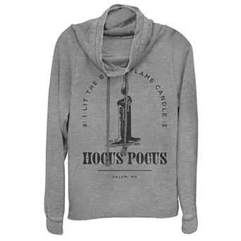Disney's Hocus Pocus Juniors' "I Lit The Black Flame" Cowlneck Graphic Lightweight Long Sleeve
