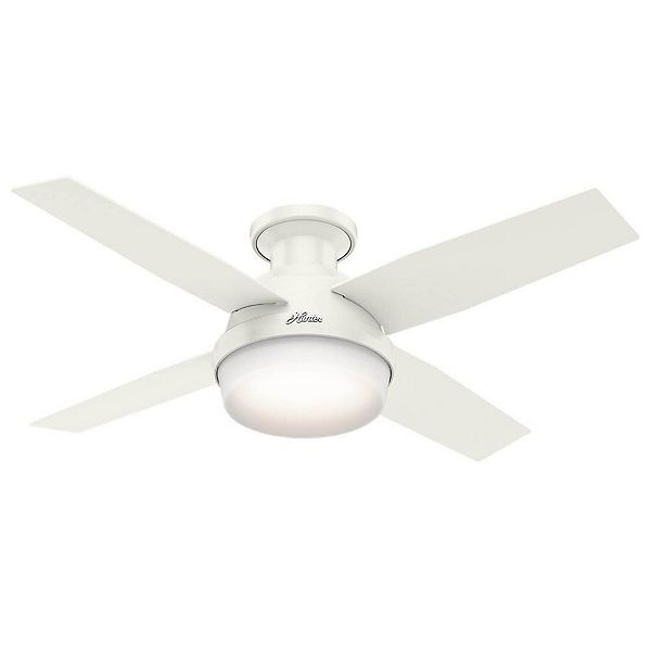Hunter 44 Inch Dempsey Low Profile Fresh White Ceiling Fan With Light Remote - Can You Add A Remote To Hunter Ceiling Fan
