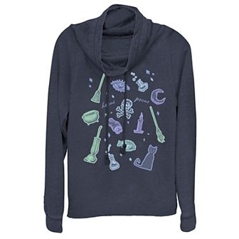 Disney's Hocus Pocus Juniors' Icon Mashup Cowlneck Graphic Lightweight Long Sleeve