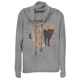 Disney's Hocus Pocus Binx & Book Cat Juniors' Cowlneck Graphic Lightweight Long Sleeve