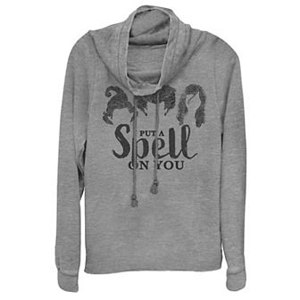 Disney's Hocus Pocus "I Put A Spell On You" Juniors' Cowlneck Graphic Lightweight Long Sleeve