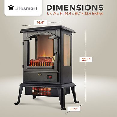 LifeSmart LifePro 1500W 3 Sided Electric Infrared Quartz Indoor Stove Heater
