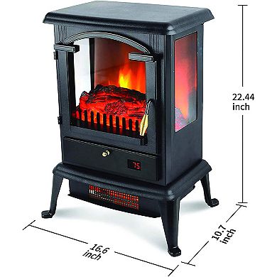 LifeSmart LifePro 1500W 3 Sided Electric Infrared Quartz Indoor Stove Heater