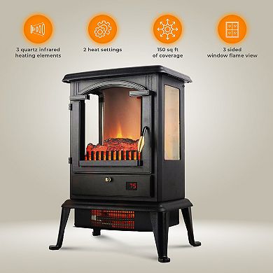 LifeSmart LifePro 1500W 3 Sided Electric Infrared Quartz Indoor Stove Heater