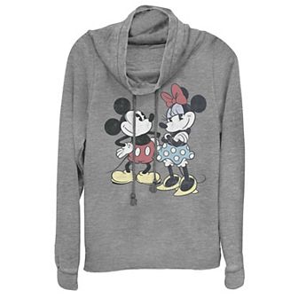 Disney's Mickey & Minnie Mouse Juniors' Retro Cowlneck Graphic Lightweight Long Sleeve
