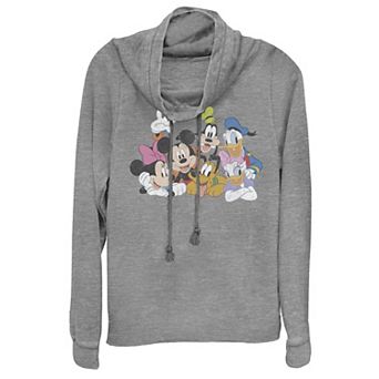 Disney's Mickey Mouse Juniors' Classic Group Cowlneck Graphic Lightweight Long Sleeve