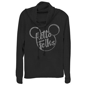 Disney's Mickey Mouse Juniors' "Hello Folks" Cowlneck Graphic Lightweight Long Sleeve