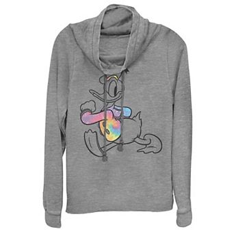 Disney's Donald Duck Juniors' Strut Tie-Dye Cowlneck Graphic Lightweight Long Sleeve