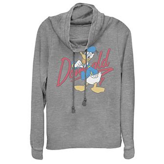 Disney Donald Duck Juniors' Logo Cowlneck Graphic Lightweight Long Sleeve