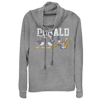 Disney Donald Duck Juniors' Action Pose Cowlneck Graphic Lightweight Long Sleeve