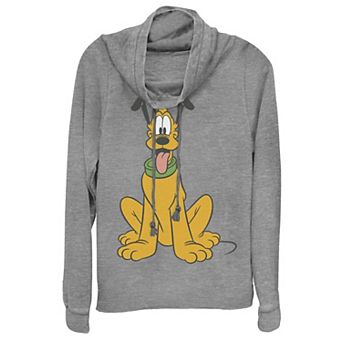 Disney's Mickey Mouse Juniors' Pluto The Dog Cowlneck Graphic Lightweight Long Sleeve