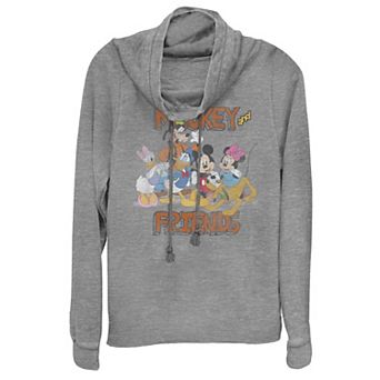 Disney's Mickey & Friends Group Cartoon Juniors' Cowlneck Graphic Lightweight Long Sleeve