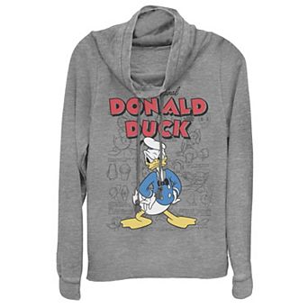 Disney's Donald Duck Juniors' Original Cowlneck Graphic Lightweight Long Sleeve