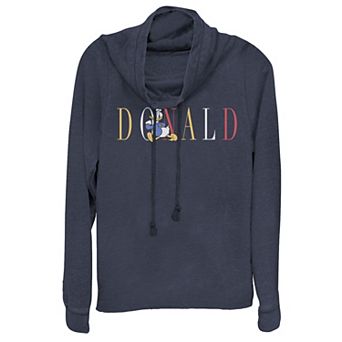 Disney Donald Duck Juniors' Est. 1934 Donald Colorful Cowlneck Graphic Lightweight Long Sleeve