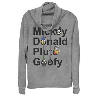 Disney's Mickey & Friends Stack Juniors' Cowlneck Graphic Lightweight Long Sleeve