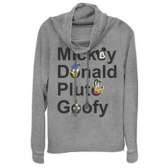 Disney's Mickey & Friends Stack Juniors' Cowlneck Graphic Lightweight Long Sleeve