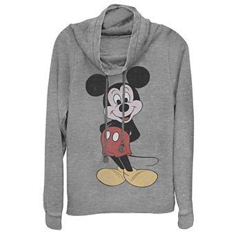 Disney's Mickey Mouse Juniors' Vintage Mickey Cowlneck Graphic Lightweight Long Sleeve