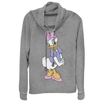 Disney Daisy Duck Juniors' Traditional Cowlneck Graphic Lightweight Long Sleeve