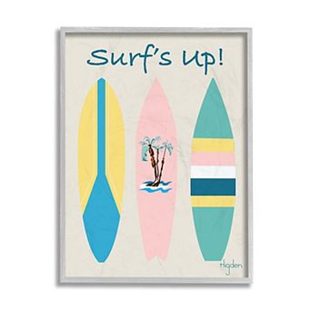 Stupell Home Decor Surf's Up Pastel Surfboard Framed Wall Art