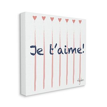 Stupell Home Decor French Je T'aime Love Hearts Canvas Wall Art