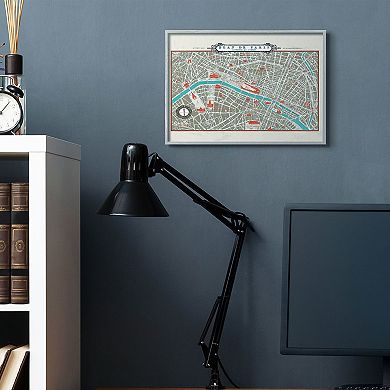 Stupell Home Decor Vintage Inspired Parisian Map Framed Wall Art