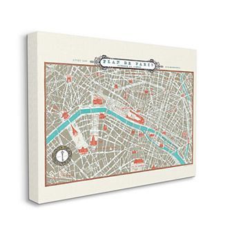 Stupell Home Decor Vintage Inspired Parisian Map Canvas Wall Art