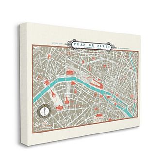 Stupell Home Decor Vintage Inspired Parisian Map Canvas Wall Art