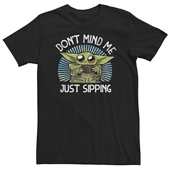 Big & Tall Star Wars The Mandalorian The Child "Don't Mind Me Just Sipping" Portrait Tee