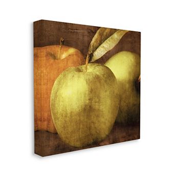 Stupell Home Decor Rustic Distressed Green Apples Canvas Wall Art