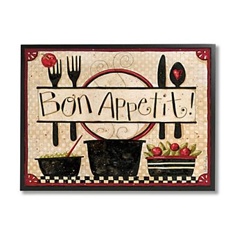 Stupell Home Decor Bon Appetit Kitchen Framed Wall Art