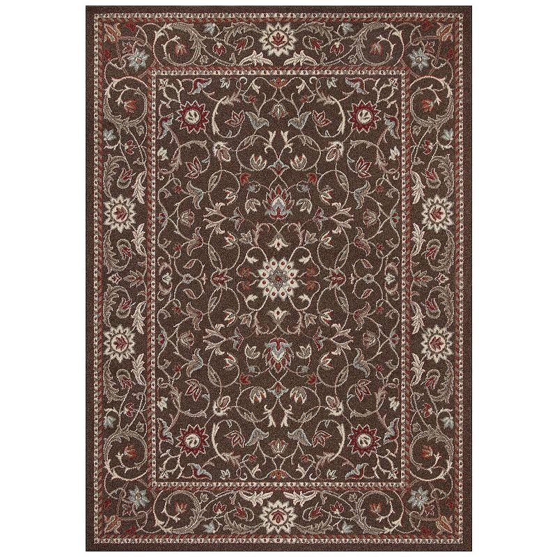 Concord Global Flora Area Rug, Brown, 5Ft Rnd