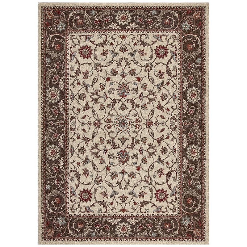 Concord Global Flora Area Rug, Beig/Green, 5Ft Rnd