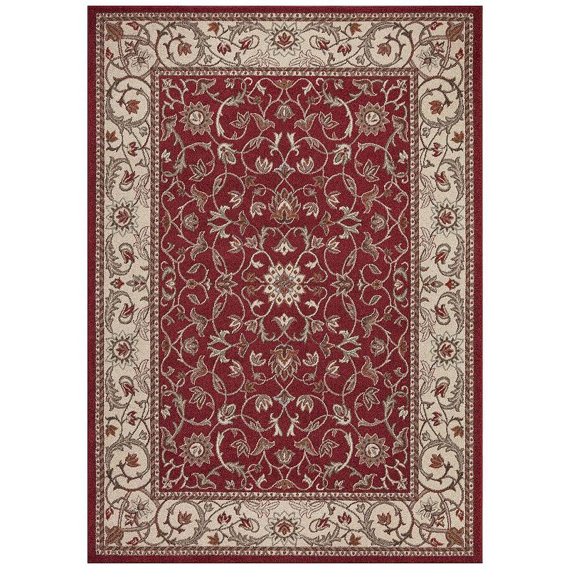 Concord Global Flora Area Rug, Red, 5Ft Rnd