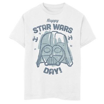 Boys 6-20 Star Wars Happy Star Wars Day Darth Vader Helmet Sketch Graphic Tee