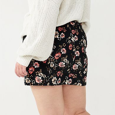 Juniors' Plus Size SO® Button Front Mini Skirt