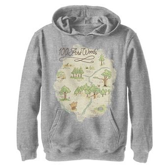 Disney's Winnie The Pooh Boys 8-20 100 Acre Woods Map Hoodie