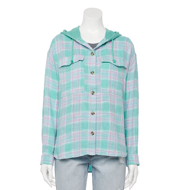 【KOOLOSET】Mont hooded checkered shirt Juniors' SO® Hooded Flannel