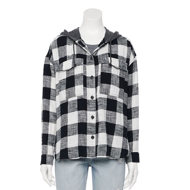 Black and cheap white hooded flannel