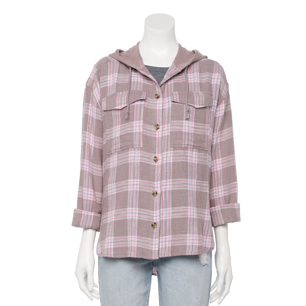 Juniors' SO® Hooded Flannel