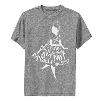 Disney's Alice In Wonderland Boys 8-20 I Can't Explain Myself Text Fill Graphic Tee