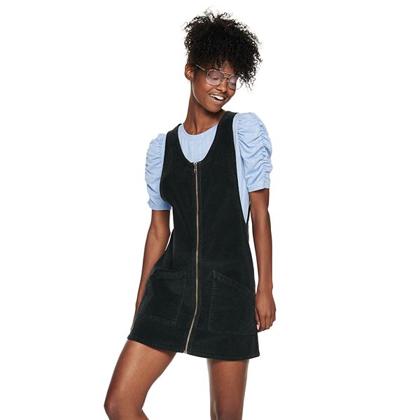 Zip front shop denim pinafore dress